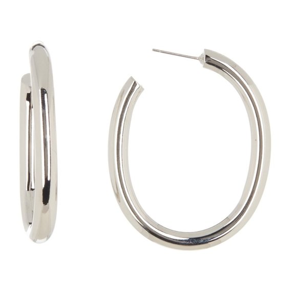 Rebecca Minkoff Jewelry - REBECCA MINKOFF SILVER TUBULAR HOOP EARRINGS